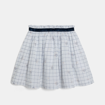 تنورة قصيرة بمربعات باللون الأبيض للبنات